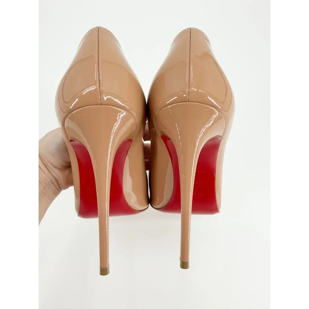 Christian Louboutin So Kate 120 Beige Nude Patent Leather Pumps Size 37 EU Heel